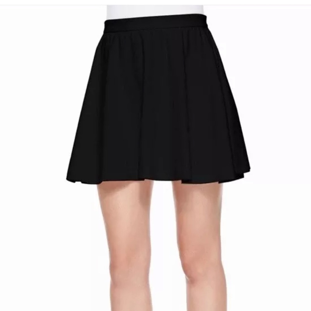 Alice + Olivia Black Blaise Mini Skirt 0 Box Pleat Skater Skirt Retro 90s Model